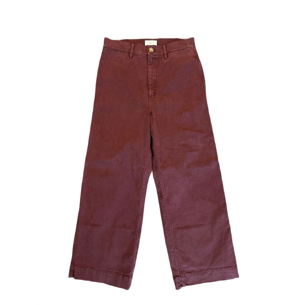 Lou & Grey High Waisted Wide Leg Jeans Maroon 31